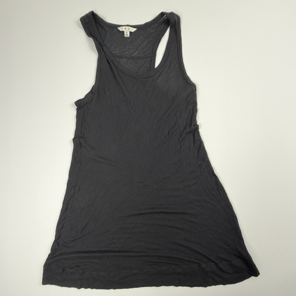 CAbi Tops - CAbi Ribbed Racerback Tank Top Black Size Medium Sleeveless Stretch Women's FLAW